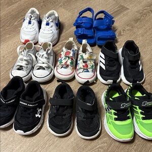 8 pairs toddler shoes converse Nike Skechers adidas under Armour size 6 and 7